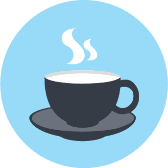 Icon Image of a coffee inside a blue circle